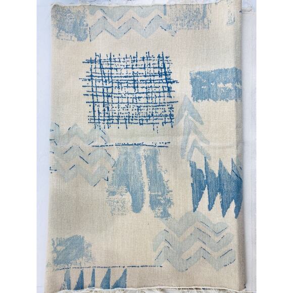 Covington TPSA Fabric Blue Tan Graphic Medium Heavy Graphic Abstract Screen Prin - Picture 3 of 6